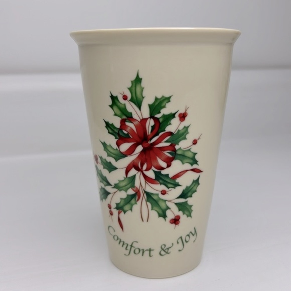Lenox 🎄 Comfort & Joy Christmas Holiday Double Walled Ceramic To Go Coffee Mug